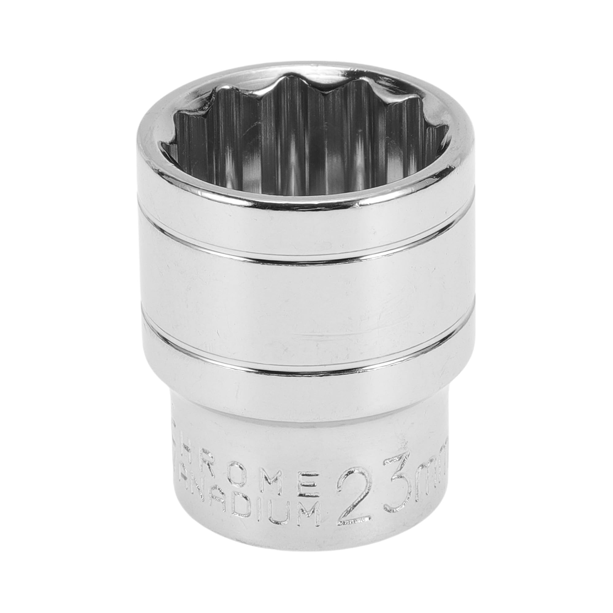 Motoforti Universal Impact Socket Hardware Tool 38mm Durable Chrome Vanadium Steel Silver Tone 1 Pcs 12 Point 23mm for Car Motorcycle Dirtbike 1/2 Inch Drive