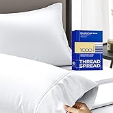 THREAD SPREAD 100% Egyptian Cotton Pillow Cases - 1000 Thread Count Pillow Cases Queen/Standard Size Set of 2, Soft & Breathable Extra Long Staple Sateen Weave Cotton Pillow Covers for Bed - White
