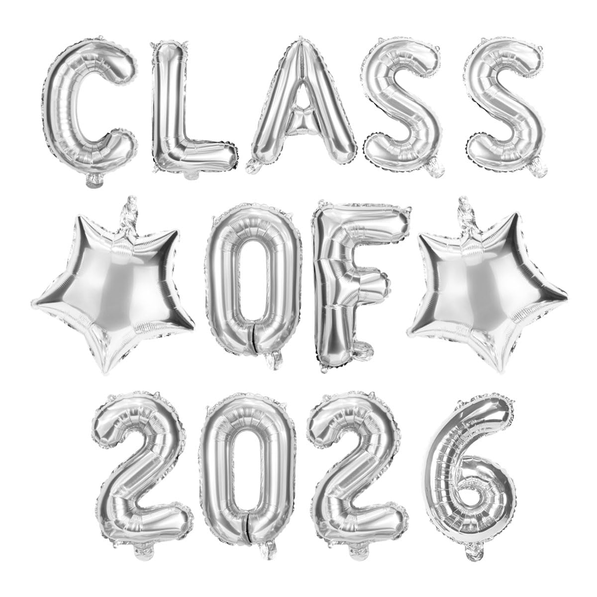 bng-bng Silver Class of 2026 Balloons Banner, Graduation 2026 Foil Balloons 16inch,Class of 2026 Banner for 2026 Graduation Party Decorations Decorations