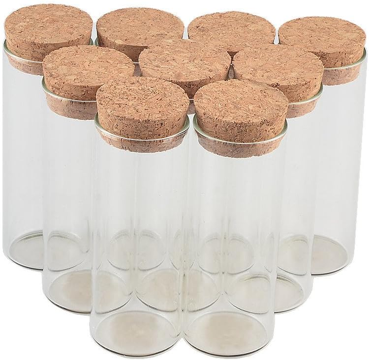 Jarvials 40ml Food Grade Transparent Test Tube Bottle with Cork for Storing Liquid, Licorice, Tea, Powder, Etc. (50, 40ml)