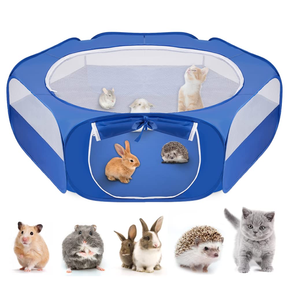 Nasjac Hamster Playpen, Breathable 130cm Large Room Pet Playpen, Small Animal Play Pen Run Cage with Cover and Zipper Opening Foldable Indoor Outdoor Fence for Guinea Pig Cat Kittens Rabbits