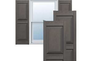 Builders Edge 12 in. W x 59 in. H Builders Edge, Standard Two Equal Panels, Raised Panel Shutters, Includes Matching Installation Spikes (Per Pair), 018 - Tuxedo Grey
