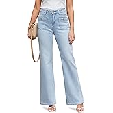ZPIUO Wide Leg Jeans Woman, High Waisted Jeans for Women Trendy Stretchy Baggy Denim Pants with Pocket