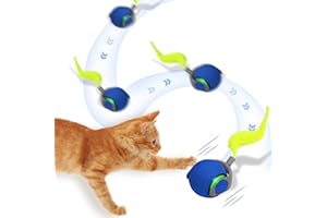 MERNEUO Interactive Cat Toy Balls, Motion Activated Rolling Ball with Type C Cord and Tail, Automatic Toy Balls for Cats and Dogs (Sapphire Blue)