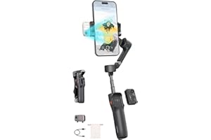 hohem iSteady V3 Gimbal Stabilizer for iPhone, Magnetic AI Tracker,Detached Remote,Built-in Tripod Extension Rod, 3-Axis Phone Gimbal Stabilizer for Smartphone Video Recording Vlog Live tiktok,Black