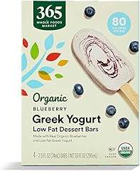 365 by Whole Foods Market, Organic Greek Yogurt Blueberry Low Fat Dessert Bars, 2.5 fl oz, 4 ct, (Frozen)