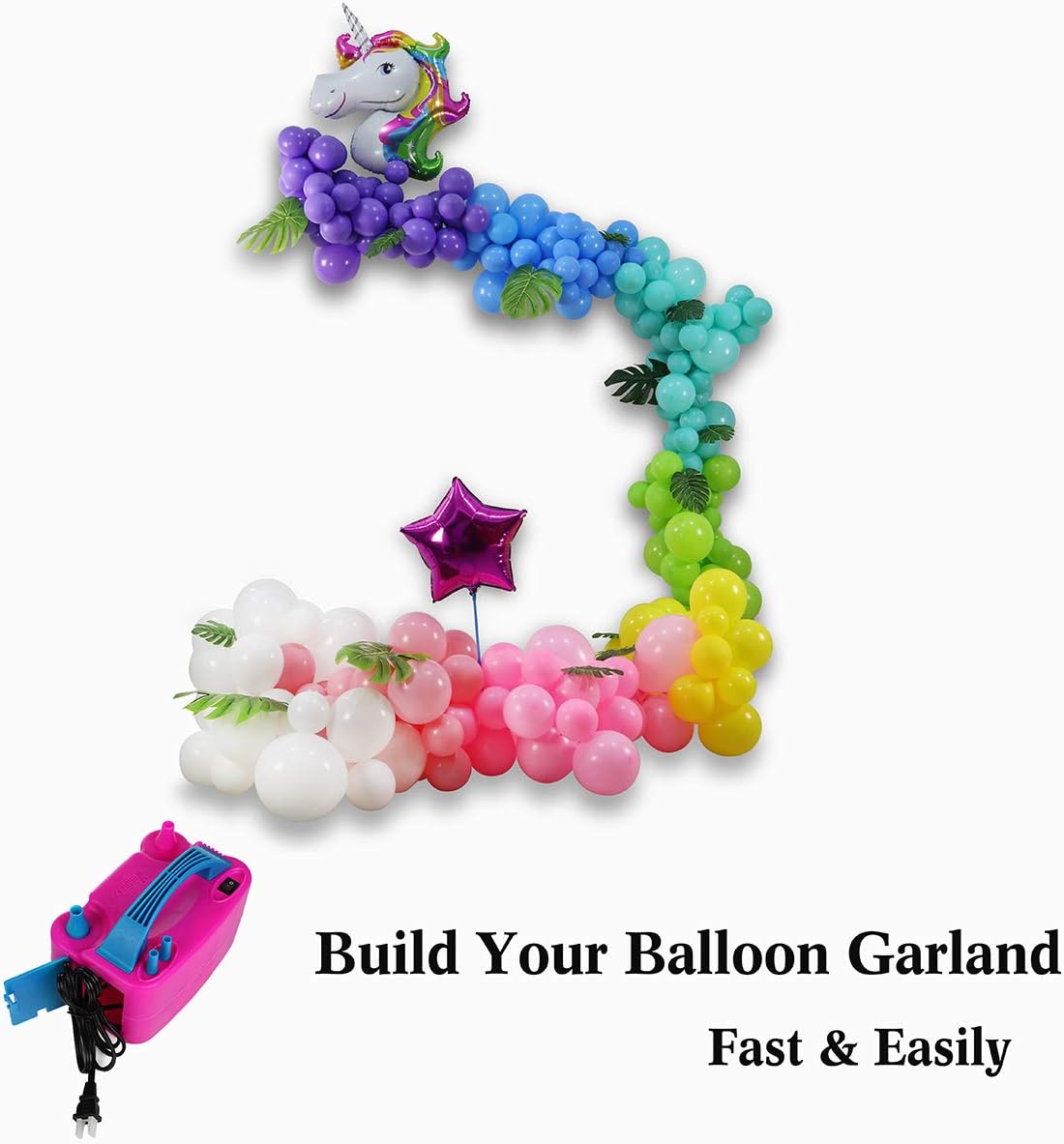 Party Zealot Electric Balloon Inflator with 100 Balloon Ties Air Pump Dual Nozzles Balloons Blower US Standard Plug for Balloon Arch, Balloon Column Stand, and Balloon Decoration: Toys & Games