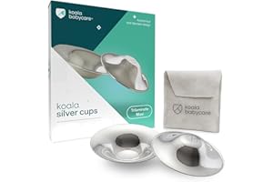 Koala Babycare The Original Silver Nursing Cups - Nipple Shields for Breastfeeding Newborn - Breastfeeding Essentials - Protect and Soothe - Tri-Laminate Silver - Maxi Size