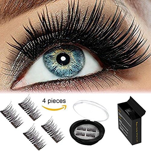 2018 Upgraded New Magnetic Eyelashes Dual Magnet NO-Glue 3D Reusable Full Size Premium Quality Natural Look Best Fake Lashes Extensions One Two Cosmetics (2 Pairs)