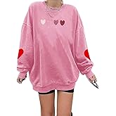 Valentines Sweatshirts for Women Valentines Shirts Valentine's Gifts Oversized Heart Long Sleeve Shirt