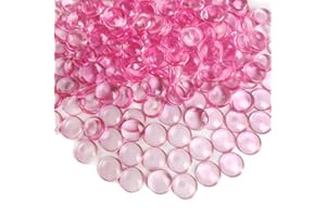 HappyFiller Bright Pink Wedding Centerpieces Party Decor 630 PCS 0.6 Inch Acrylic Flat Marbles Vase Fillers Gems Cabochons Dome Tiles,Crafts,Photo Charm,Table Scatter,Makeup Brush,Candle Holder