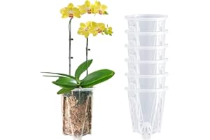 pavtner Orchid Pot 6 Pack 4.7'' x 5.6'', Plastic Clear Orchid Pots with Holes，Orchid Pot for Repotting, Sturdy Deep Flower Planter Pot Indoor Outdoor, Orchids Planter, Garden Pot.