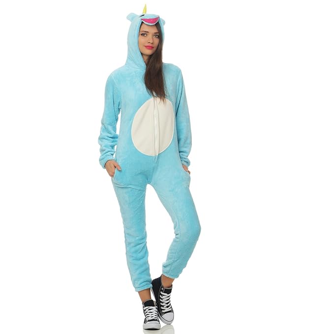 LBB Damen Jumpsuit Einteiler Overall Tier Anzug Kostüm Jogger Kigurumi