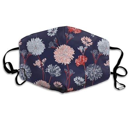 WBinHua Masken, Masken für Erwachsene, Mask Face, Mouth Mask, Breathable Mask Anti Dust, Unisex Pink Big Flower Printed Cotto