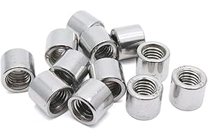 Xiaoyztan 12Pcs M8 Thread Round Coupling Nut Stainless Steel Sleeve Stud Nut Connecting Hardwares 10mm Height