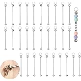 30pcs Beadable Keychains DIY Set, Metal Sliver Blank Keychains Bars Charmful Beaded Keychain Pendant Making Kit for Pendant DIY Crafts Jewelry Making