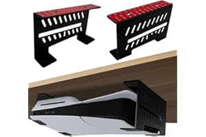 Chanvoo Under Desk Mount for PS5 Slim/PS5, Aluminum Under Desk Holder Compatible with PlayStation 5/PS5 Slim Disc & Digital Console No Drill (Black)