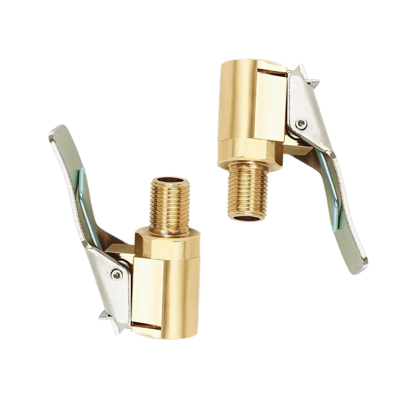 MACHSWON 2 Pcs Air Chuck Brass Tire Chuck 1/4" NPT(Male) Heavy Duty Closed Flow Lock N Flate Air Chuck with Clip for Most Vehicles with Schrader Valve