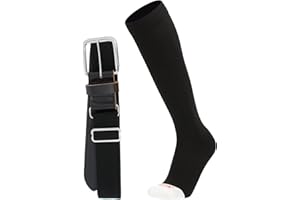 MadSportsStuff Softball or Baseball Socks and Belt Combo - Youth and Adult Sizes Boys and Girls Men and Women