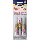 BEACON Fabri-Tac Minis Premium Fabric Glue - Quick Drying, Crystal Clear, Permanent - for Fabrics, Canvas, Lace, Wood and More, .17-Ounce, 3-Pack