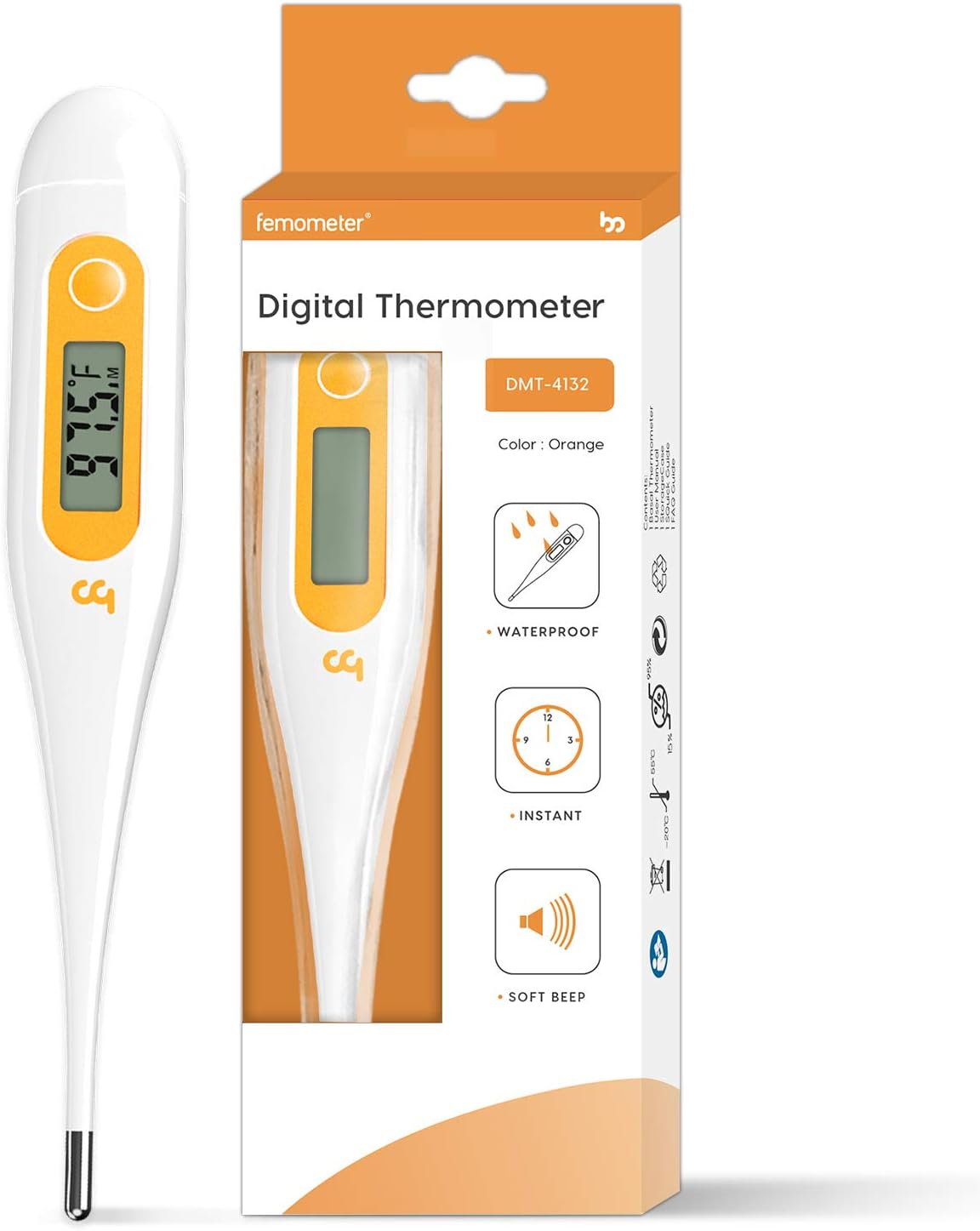 [2020 New] Thermometer for Adults, Oral Thermometer for Fever, Thermometer with Fever Alert, Memory Recall, C/F Switchable, Rectum Armpit Reading Thermometer for Whole Family, Orange: Health & Personal Care
