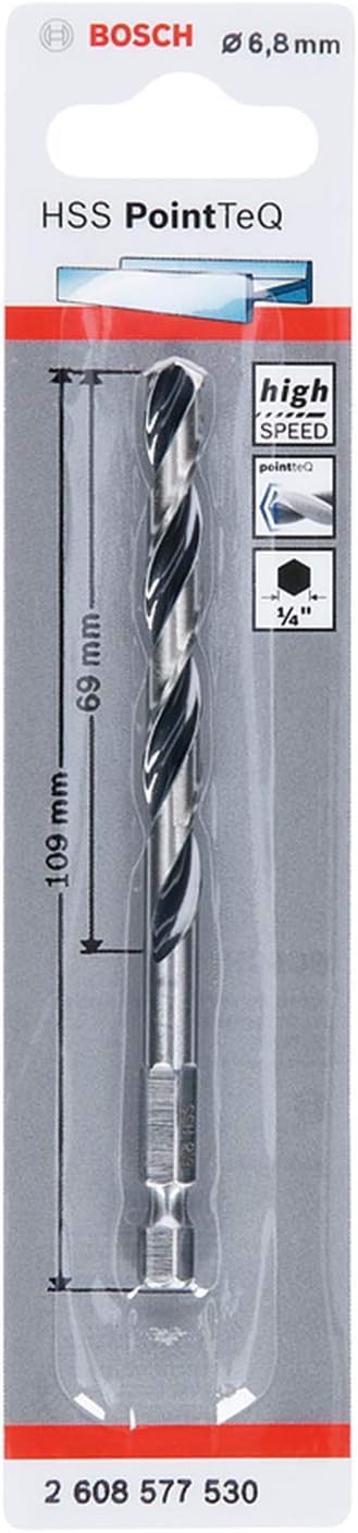 Bosch PointTeQ Hex Drill Bit 6.8 mm Metal fast start 1/4 inch hex shank