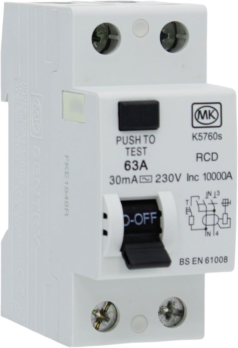 MK 63A 30mA Double Pole RCD K5760S Sentry BS EN 61008 230V