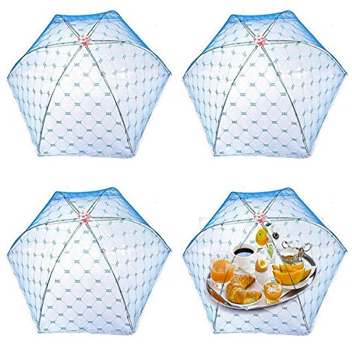 Zantado (4 Pack) Pop Up Mesh Screen Food Cover Tent Umbrella, Reusable and Collasible Outdoor Picnic Food Covers Mesh, Screen Tents Protectors For Bugs, Fruit From Flies, BBQ.