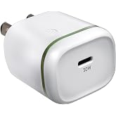 AT&amp;T 30W USB C Wall Charger PD Fast Charging Foldable Travel Adapter White | 30W Power Delivery, foldable prongs, compact design, smartphone and tablet charging, iPhone 15, iPad, Galaxy, Pixel support