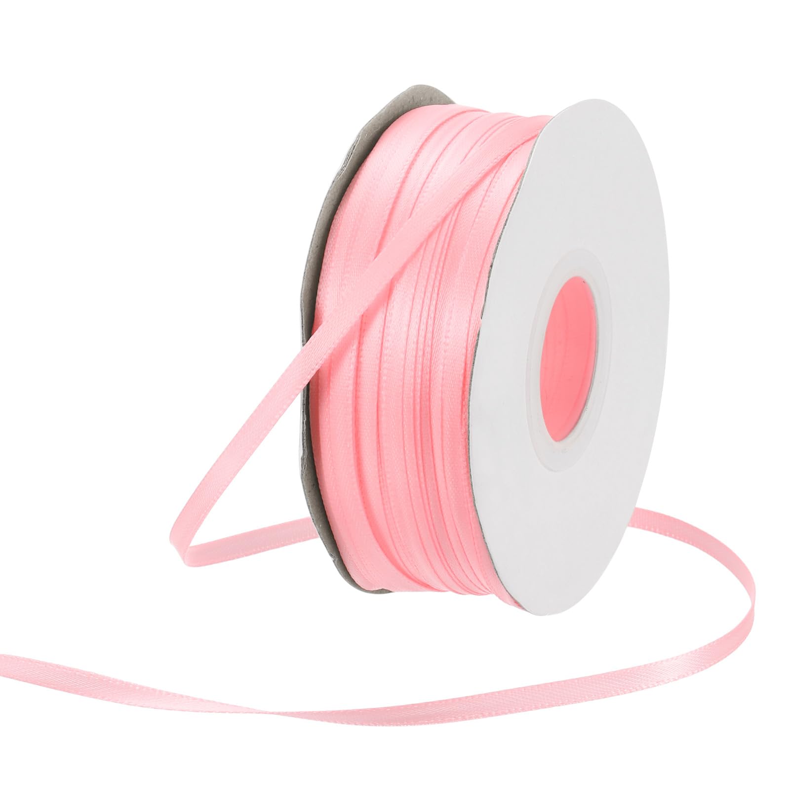 Rebower 3mm Satin Ribbon 91m Thick Double Face Grosgrain Silk Ribbon, [for Gift Wrapping, Hair Bows, Wedding, Cake, Flower] - 100 Yard/300ft/ Coral Pink