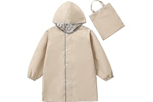 FEWLBY Toddler Raincoat Boys GirlsRain Poncho Lightweight Waterpoof Rain Jacket Children Rainwear L Size