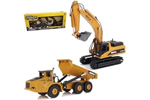 Ailejia 1/50 Scale Articulated Dump Truck Excavator Toy Alloy Models Construction Vehicle s Model Engineering Car Toy boy Gift (Engineering car Suit)
