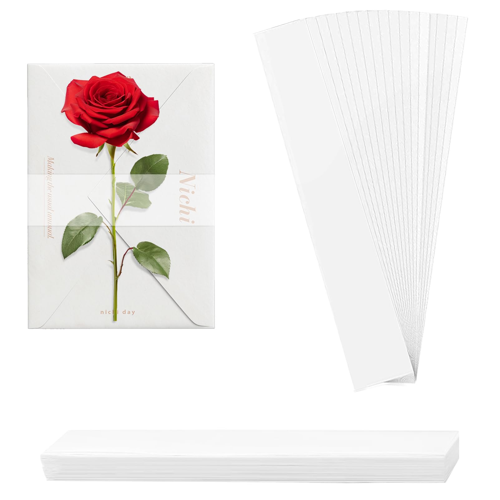Photo 1 of 100 Pcs Clear Invitation Bands for 5x7 Invites, Vellum Paper Belly Bands for Wedding Accessories, Decorative Card Wraps for Party Envelopes