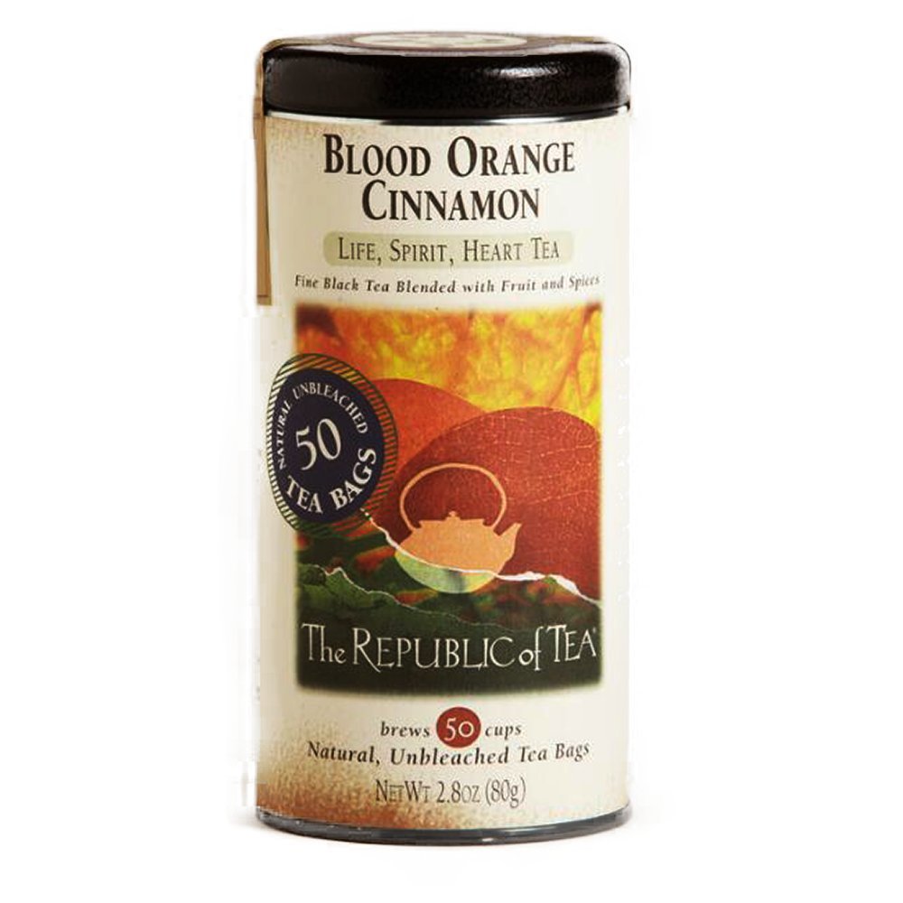 The Republic of Tea Blood Orange Cinnamon Tea - Fine Black Tea Blended with Fruit and Spices - Natural, Unbleached Tea Bags - Crafted of Fine Black Tea, Cranberries and Blood Orange Flavor - 50 Bags