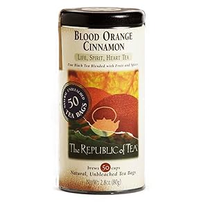 The Republic of Tea Blood Orange Cinnamon Tea - Fine Black Tea Blended with Fruit and Spices - Natural, Unbleached Tea Bags - Crafted of Fine Black Tea, Cranberries and Blood Orange Flavor - 50 Bags