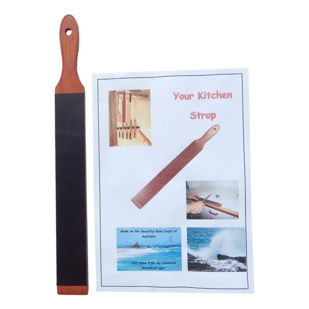 Knife Sharpening Kitchen Paddle Strop and 8000 Grit Honing Compound