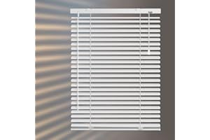 HIDODO Corded Aluminum Mini Blinds Horizontal Window Blinds, Anti-UV Waterproof Light Adjustment Metal Blinds for Windows and Home, 28" W x 64" L, White