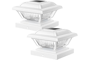 ELECLINK Solar Post Cap Lights 2 Pack, Warm White Solar Outdoor Post Lights, Waterproof Fence Post Cap Lights Solar Powered Fit 3.5x3.5 4x4 4.5x4.5 5x5 5.5x5.5 Post for Garden Fence Deck Yard