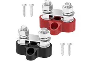 Bus Bar, Hilictokt Power Distribution Block with 5/16" M8 Dual Studs 48V 200A Battery Terminal for Marine, Automotive, RV, Solar, and Power Systems - Pair