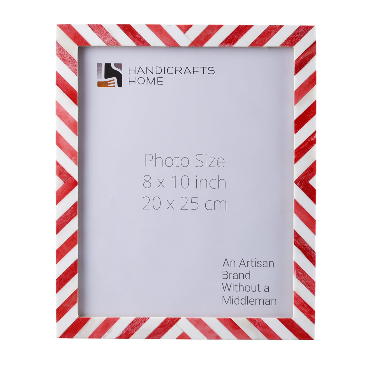 Handicrafts Home 8x10 Red Picture Frame - Handmade Chevron Bone Inlay Photo Frame for Christmas Decor, Holiday Gifting, Valentine’s Day Decor, Wall Decor, Boho Shelf Styling, Living Room Picture Frame