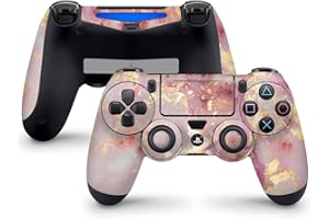 ZOOMHITSKINS Compatible with PS4 Controller Skin, Pink Marble Mineral Pastel Quartz Gold Rose Gem, Durable, 3M Vinyl, Made in The USA