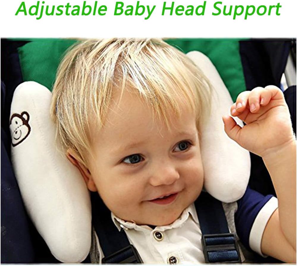 U-shape Soft Baby Car & Stroller Seat Headrest Adjustable Toddlers Car Pillow Neck & Head Support White Banana Shape Fit 1-4 Year-old Infant - Image 3