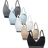 Suekaphin 5Pack Nursing Bra Deep V Neck for Breastfeeding,Seamless Maternity Bralette Wirefree Padded Cup Nursing Bra