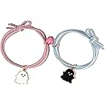2Pcs Love Heart Couple Matching Bracelet Set Adjustable Braide Rope Halloween Mummy Ghost Pumpkin Hat Wizard Bracelet for Women Men Lover Friend Friendship Jewelry