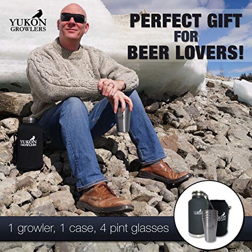 Yukon Growlers Gift Set Insulated 64 oz Beer Growler with Carrying