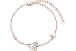 SEIYANG 925 Sterling Sliver Bracelet Anklet for Women Girls, Rose Gold Plated Butterfly Bracelet Anklet