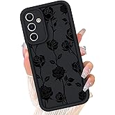 xoniery Compatible with Samsung Galaxy S25 Case, Cute Floral Silicone, Senior Shockproof Protection and Anti-Scratch for Soft Slim Phone Cover for Women Girls-Black Rose