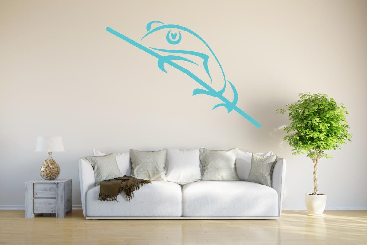 INDIGOS Wall Sticker d254 Beautiful Frog Quack Tribal 96 x 66 cm Turquoise Vinyl 96 x 66 x 1 cm