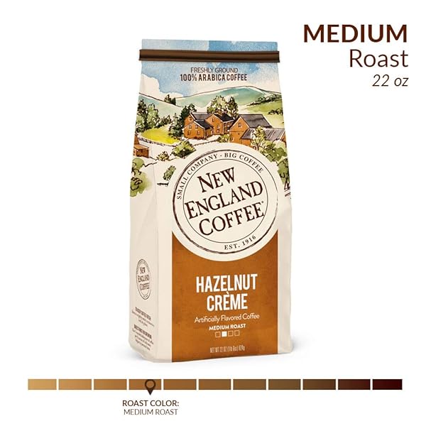 NEW ENGLAND COFFEE HAZELNUT CRÈME MEDIUM ROAST GROUND COFFEE, 22OZ BAG (PACK OF 1)