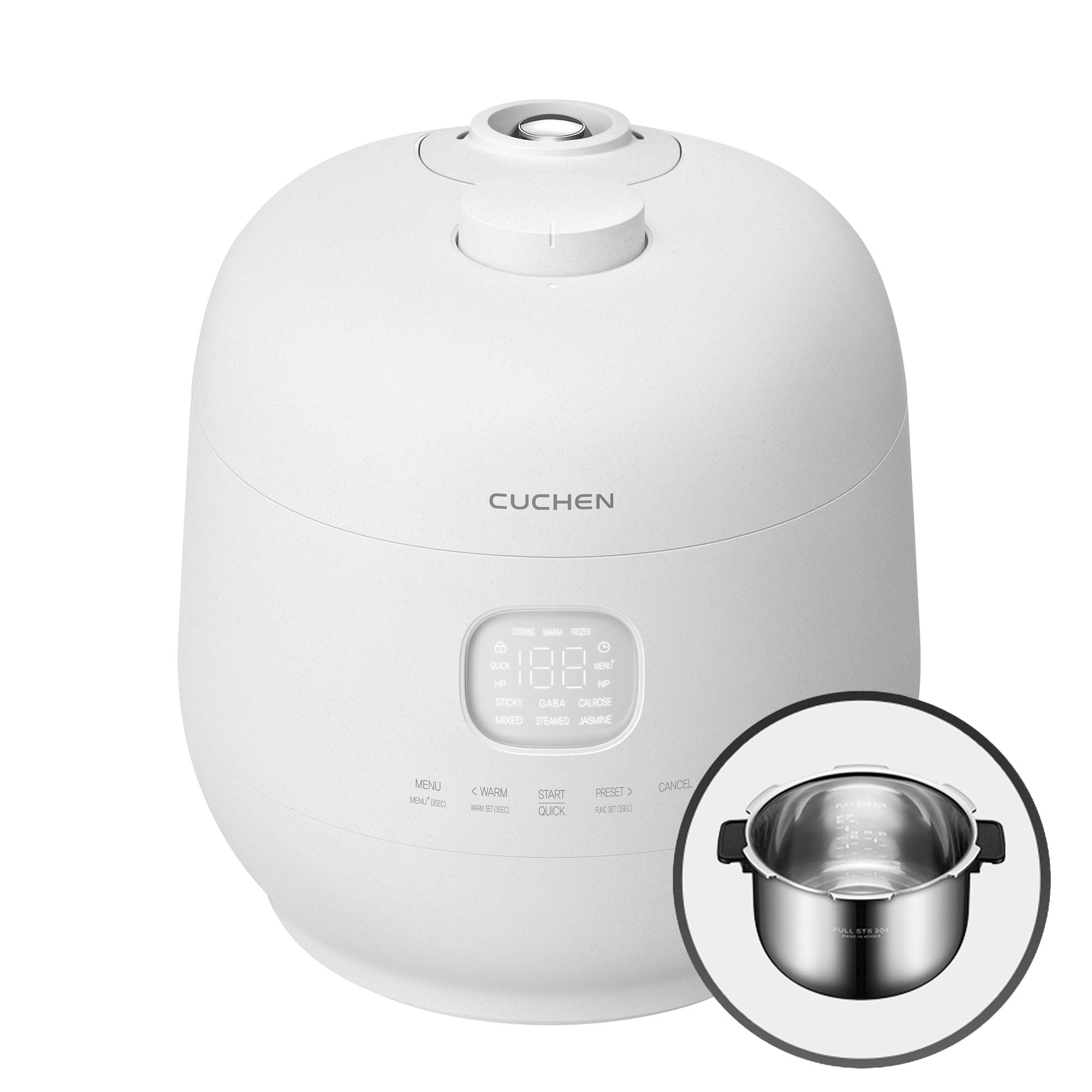 Photo 1 of [CUCHEN] CRH-TWS0610PWUS, IH Induction Heating Dual Pressure Rice Cooker, 6 Person | 6-cup, 1.14Quarts (uncooked) 12-cup, 2.28Quarts (cooked), Full Stainless Inner Pot, Automatic High/Non-Pressure, Easy Open Handle, Auto Steam Clean, Made in Korea